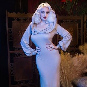 PUG Pinup Girl Clothing Wassa Hooded Dress Grey